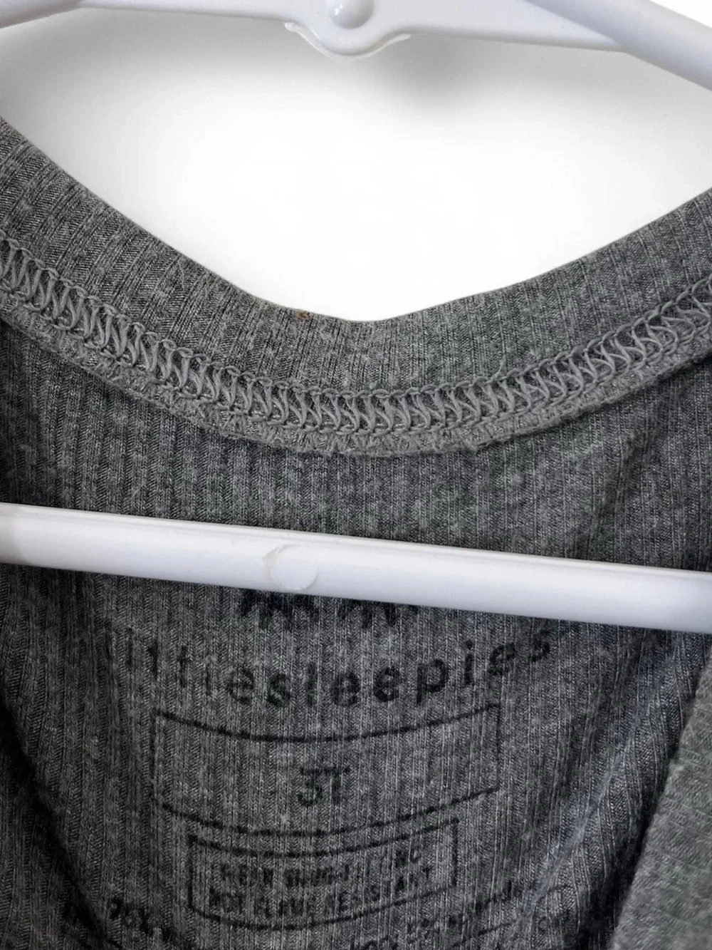 Toddler Unisex 3T Little Sleepies Long Sleeve Gray Ribbed Knit Pajama Top EUC